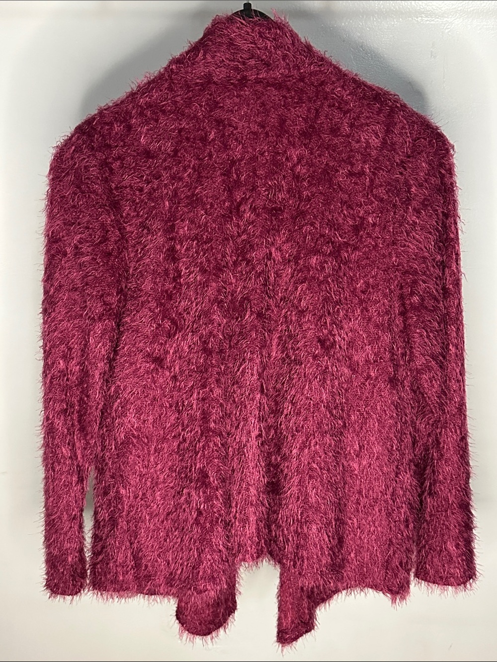 Colleen Lopez Fuzzy Open-Front Cardigan in Wine - Picture 2 of 4